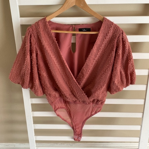 Lulu's Pink Textured Bodysuit - Picture 5 of 14